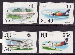 Fiji-Sc#653-6- id9-unused NH set-Planes-1991-