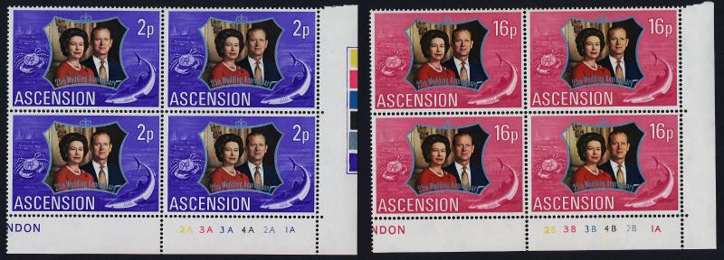 Ascension Island 164-5 BR Blocks Plate 1A MNH Queen Elizabeth Silver Wedding