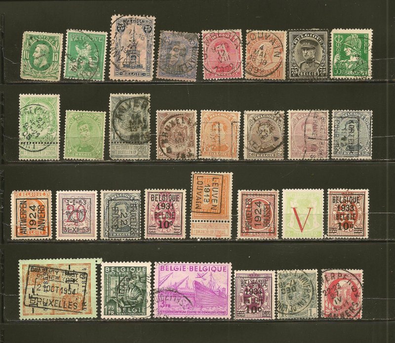 Belgium Collection of 30 Different Used Off Paper Stamps