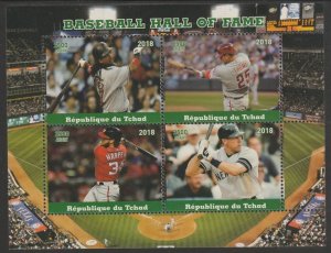 CHAD - 2018 - Baseball Hall of Fame - Perf 4v Sheet #1 - MNH -Private Issue