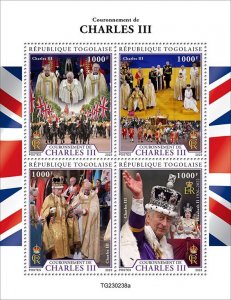 TOGO - 2023 - Coronation of King Charles III - Perf 4v Sheet - Mint Never Hinged