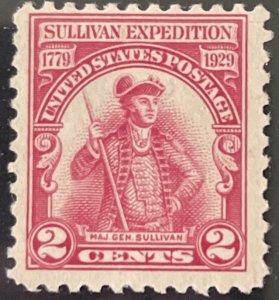 Scott #657 1929 2¢ Sullivan Expedition unused hinged