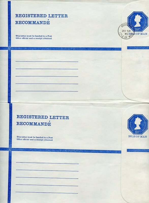 ISLE OF MAN  LOT  OFFICIAL REGISTERED LETTER POSTAL ENVELOPES ETC MINT & USED 