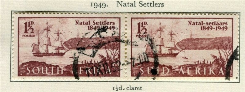 SOUTH AFRICA; 1949 early Settlers issue fine used 1.5d. Pair 