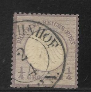 German Empire (1872 - 1902) - Scott #1 1/4gr Violet, Fine - Used, SCV=$85.00