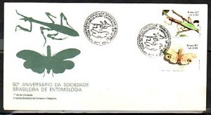 Brazil, Scott cat. 2107-2108. Moth & Praying Mantis issue. First Day Cover. ^