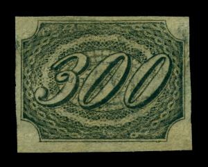 BRAZIL 1844  INCLINADOS  300reis black  Scott # 12 used VF  RARE