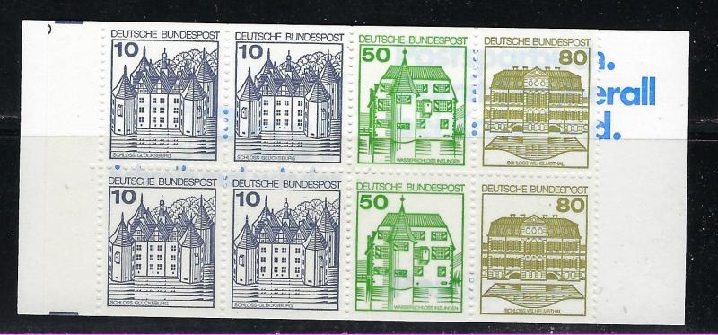 Germany Bund Scott # 1231c, mint nh, stamp booklet Michel # MH24i k1