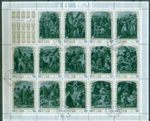 Ras Al Khaima 1972 Mi#687-700 Passion of Jesus Christ sheet (folded)CTO