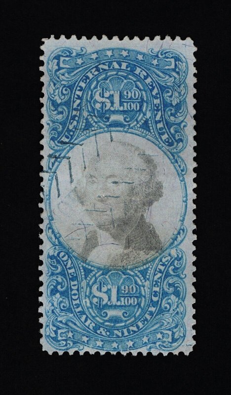 EXCELLENT GENUINE SCOTT #R122 VF-XF 1871 BLUE & BLACK 2ND ISSUE REVENUE #18377 