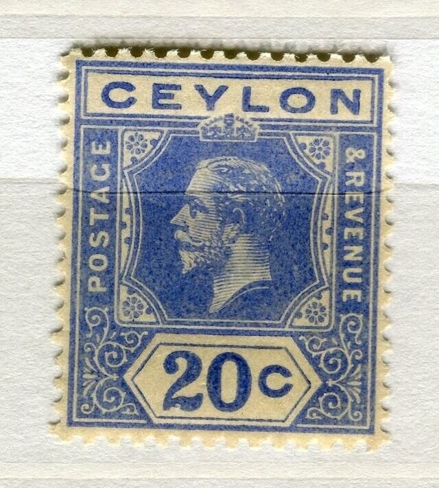 CEYLON; 1920s early GV issue fine Mint Hinged Shade of 20c. value