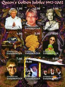 Tajikistan 2002 THE BEATLES  Queen's Golden Jubilee Sheet Imperforated Mint (NH)