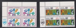 United Nations -New York #  341-342, Inscription Blocks of Four, NH, 1/3 Cat.