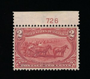 GENUINE SCOTT #286 VF-XF MINT OG NH 1898 COPPER RED 2¢ TRANS-MISS EXPO PLATE 726