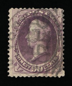 VERY AFFORDABLE GENUINE SCOTT #218 F-VF USED 1888 ABNC 90¢ PURPLE HAZARD #11497