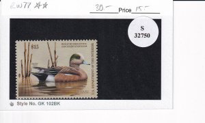 U.S.: Sc #RW77, 2010 $15 Federal Duck Hunting Stamp, MNH (S32750)