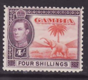 Gambia-Sc#141- id7-unused og hinged 4sh dk vio & red org KGVI-Elephants-1938-46-