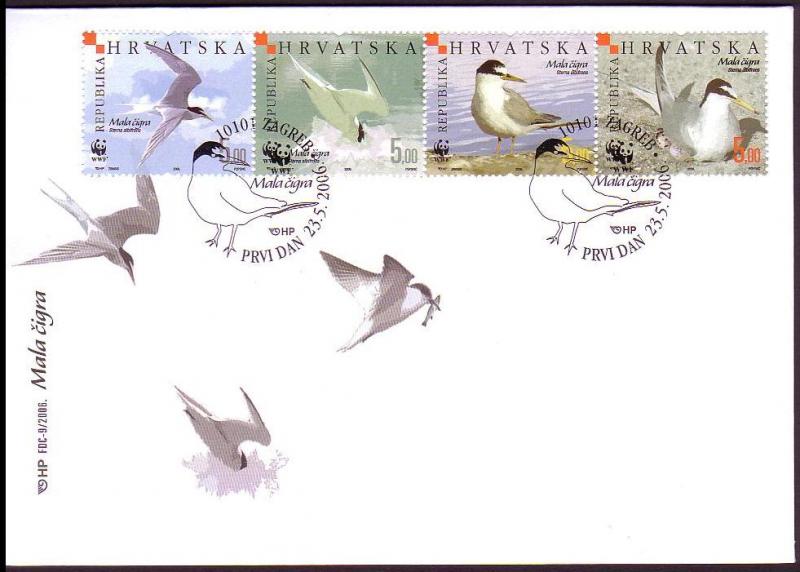 Croatia Birds WWF Little Tern FDC 2006 SG#854-857 MI#774-777 SC#621 a-d CV?5.50