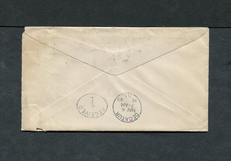 Postal History - Findlay OH 1899 Black American Flag AMF-B14 Cancel Cover B0559