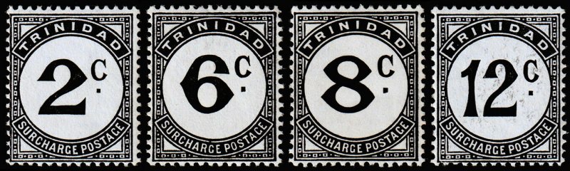 Trinidad & Tobago Scott J9, J11-J12, J14 (1947) Mint H VF, CV $15.75 M