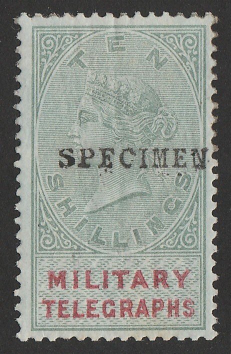 BECHUANALAND 1884 QV Military Telegraphs 10/-, h/s SPECIMEN (SG type 9).