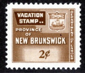 van Dam NBV2, 2c brown, MVLHOG, VF/XF, New Brunswick Vacation Pay, Canada