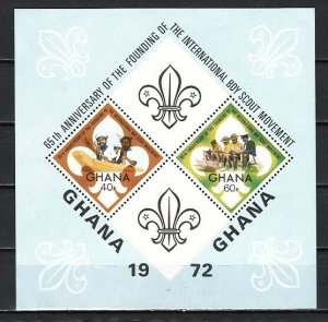 Ghana, Scott cat. 465. 60th Anniversary of Scout Movement s/sheet.