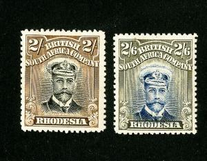 Rhodesia Stamps # 132-3 VF OG Hinged Scott Value $87.50