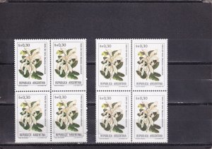 SA04 Argentina 1983 Flowers of Argentina mint blocks of 4