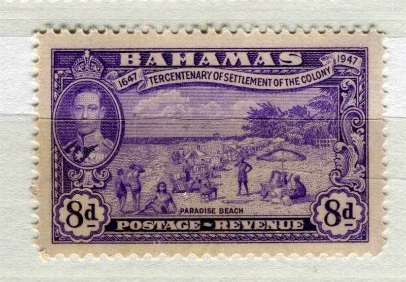 BAHAMAS; 1938 early GVI pictorial issue Mint hinged Shade of 8d. value