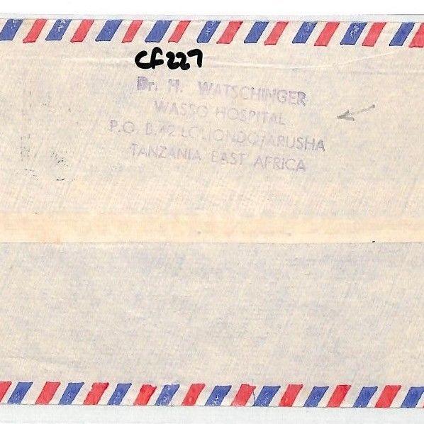 CF227 1979 Tanzania *WASSO HOSPITAL* Medical Cachet SECOND CLASS Air Cover MIVA 