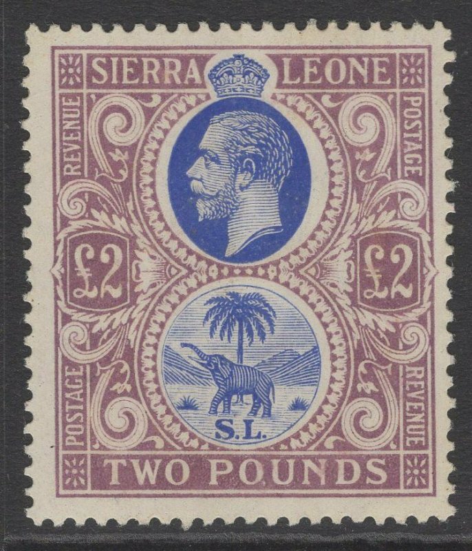 SIERRA LEONE SG147 1923 £2 BLUE & DULL PURPLE VERY LIGHTLY MTD MINT