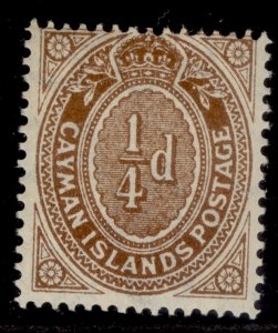 CAYMAN ISLANDS EDVII SG38, ¼d brown, M MINT.