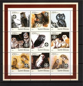 Guinea-Bissau 2001 Sheetlet of 9 owls
