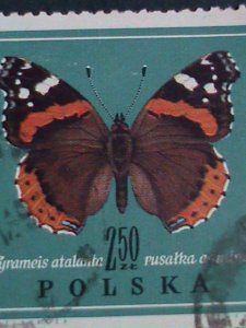 POLAND STAMP- COLORFUL BEAUTIFUL LOVELY BUTTERFLY LARGE CTO STAMPS-VERY FINE