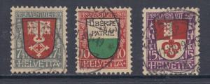 Switzerland Sc B12-B14 used 1920 semi-postals cplt