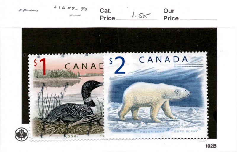 Canada, Postage Stamp, #1689-1690 Used, 1998 Loon, Polor Bear (AB)