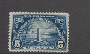 United States, 616, 5c Huguenot-Walloon Dark Blue Single F-VF, **Hinged** HB