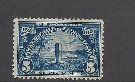 United States, 616, 5c Huguenot-Walloon Dark Blue Single F-VF, **Hinged** HB