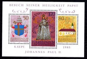Liechtenstein 1985 Pope John Paul State Visit Mint MNH Miniature Sheet SC 816