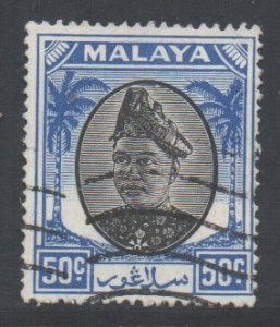 Malaya Selangor Scott 91 - SG107, 1949 Sultan 50c used