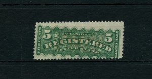 ? #F2 Registration stamp MISPERF angled, nice. Small Queen used Canada 