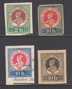 Austria ca. 1901 Kais Kön Stempel revenue paper, 4 different, F-VF