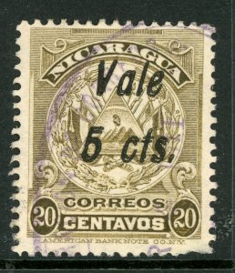 Nicaragua 1910 ABNC Overprint 5¢/20¢ Double Sc #261a Mint L977 ⭐⭐⭐