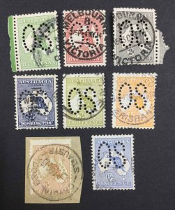 MOMEN: AUSTRALIA SG #O1-O8 1913 KANGAROO USED £330 LOT #63789 