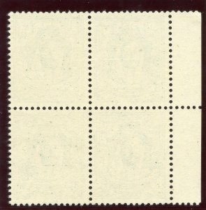 Transjordan 1942 3m yellow-green block of four superb MNH. SG 224. Sc 201.