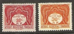 French West Africa   J1-J2,  mint, hinge remnants . 1947.  (F365)