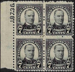 665 Mint,OG,HR... Block of 4... SCV $100.00... with Plate Number