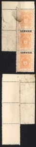 Bhopal SGO313ca 1932 1/4a Orange Perf 13.5 Opt SERVICE MISSING at TOP (no gum)