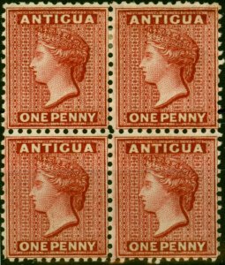 Antigua 1884 1d Carmine-Red SG24 P.12 V.F & Fresh MM & MNH Block of 4